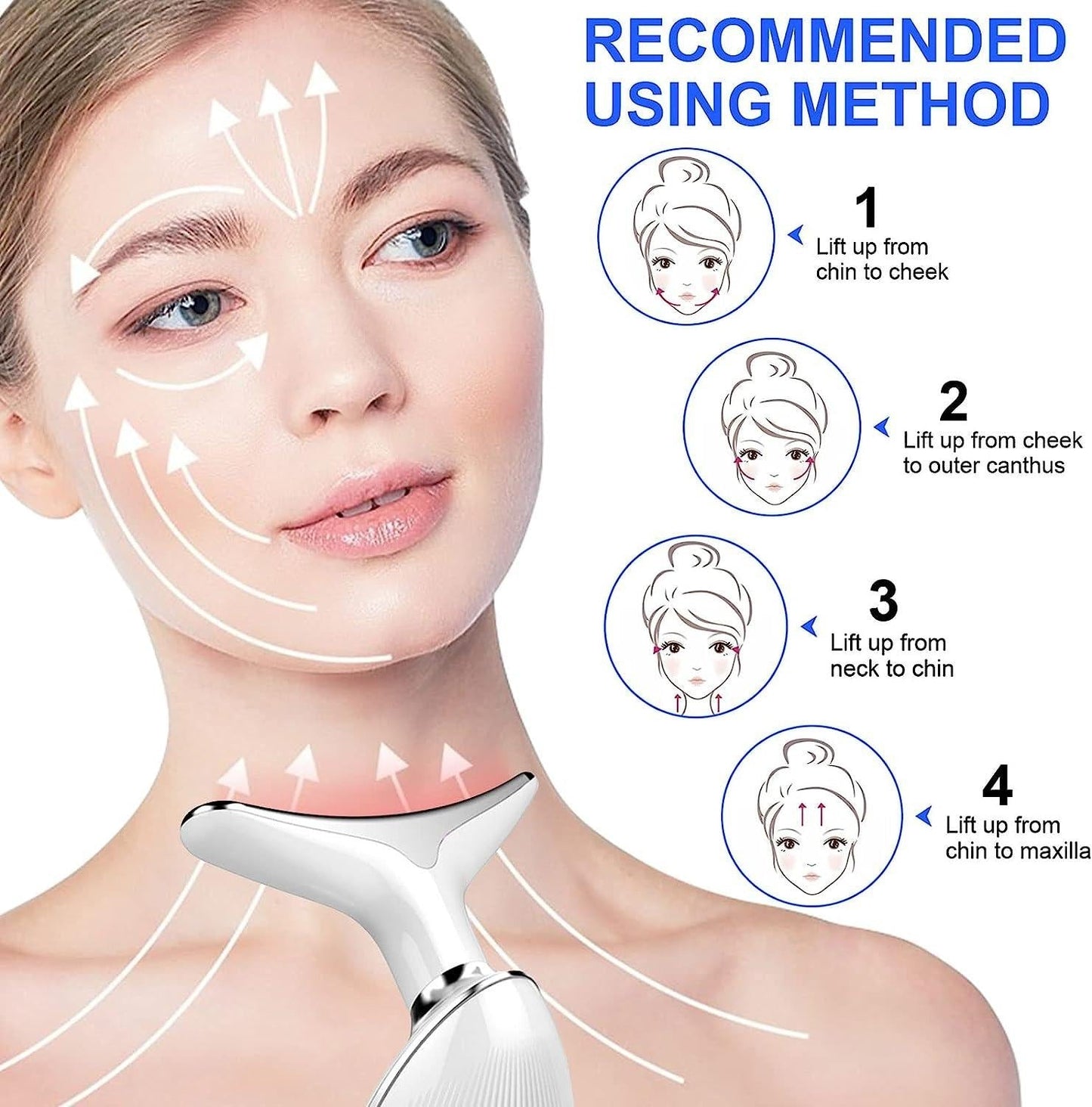 EMS Face Lifting Massager with Red Light Therapy | Facial, Neck & Eye Microcurrent Vibrating Massage Tool